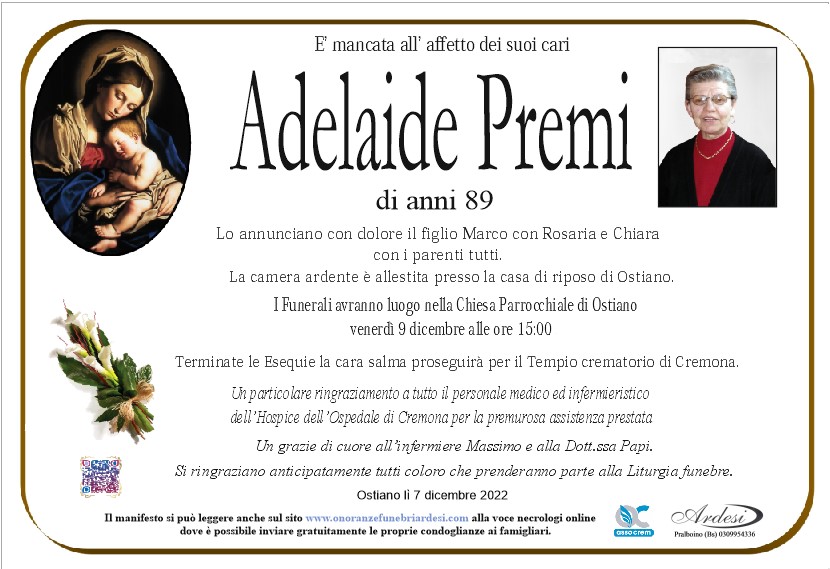 ADELAIDE PREMI -OSTIANO